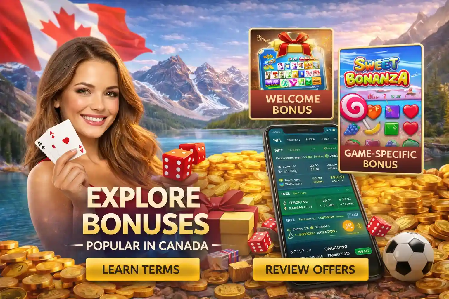 Welcome bonus and game specific offers mobile screen